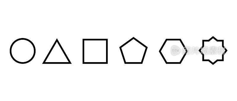 Collection geometric shape. Outline geometric figures icon set.
